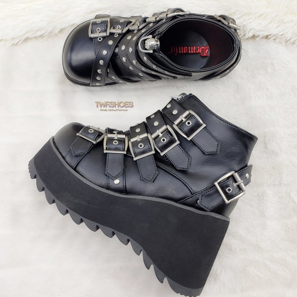 Platform Goth Boot Bootie Skull Head - Picture 10 of 13